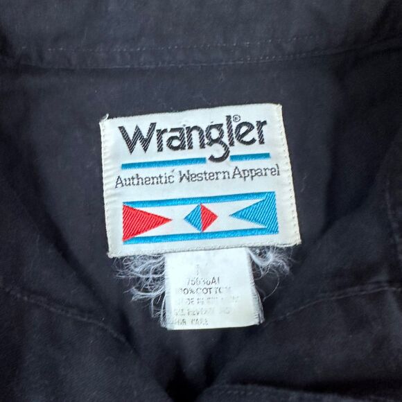 Wrangler Western Shirt Aztec Panel Black Long Sleeve Men’s Small - Picture 3 of 5